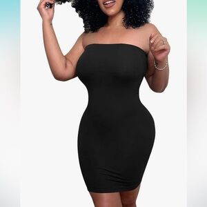 🖤 Black Strapless Tube Mini Dress – Sexy Bodycon XL